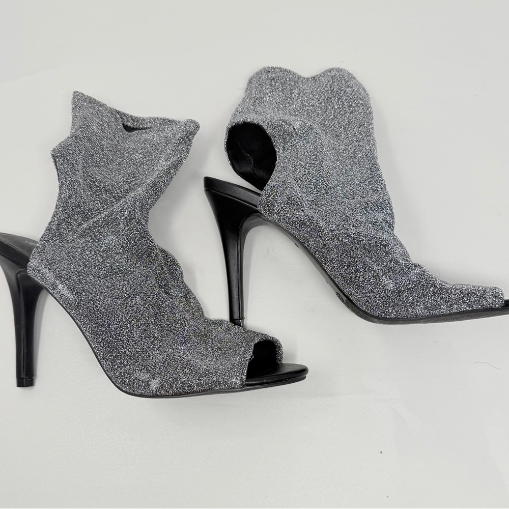 Elegant Silver High Heel Sandals Size 9